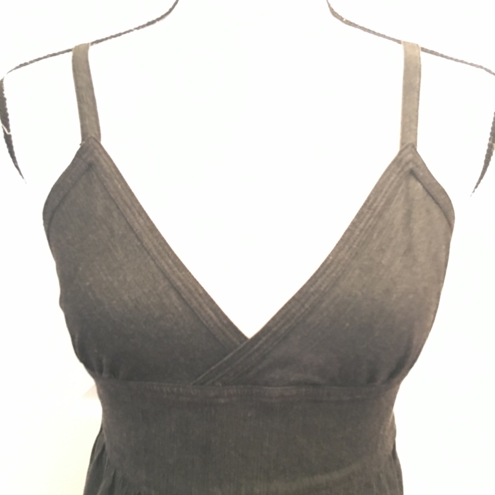 Theory ruffle v neck strappy grey blue jean dress - Picture 6 of 8